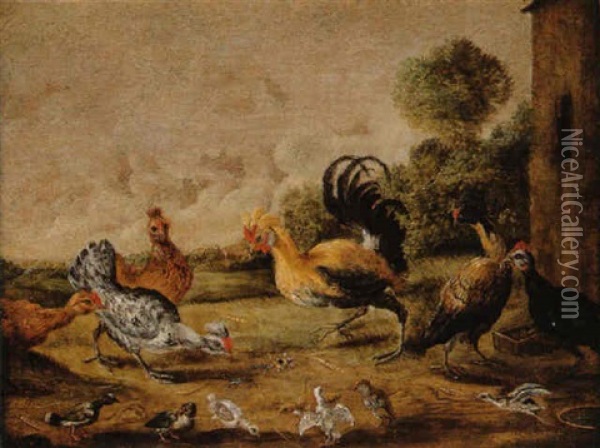 Scene De Basse-cour Oil Painting - Jan van Kessel the Younger