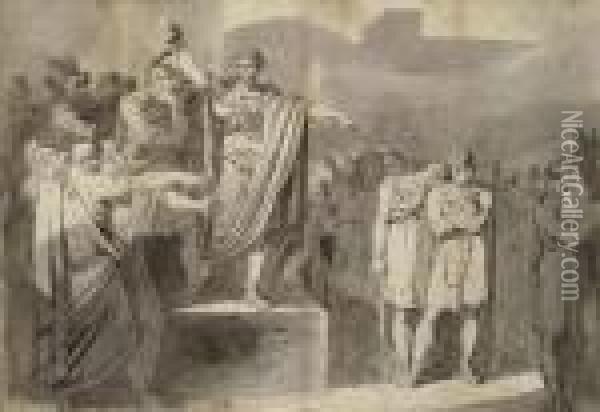 Lucius Junius Brutus Condemning To Death His Sons Titus Andtiberius Oil Painting - Bartolomeo Pinelli