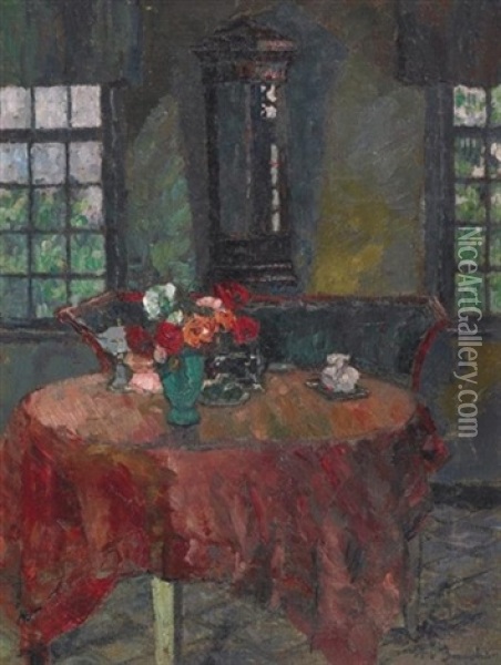 Im Kaldenkirchener Gartenhauschen Oil Painting - August Von Brandis