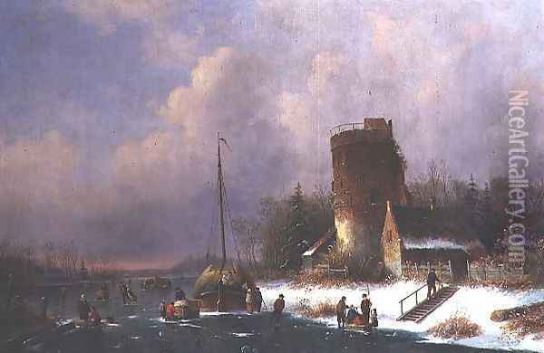 Dutch Winter Scene Oil Painting - Louis Smets