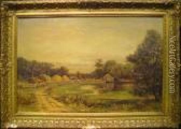 Farm Cottage By A Pond Oil Painting - Robert Ward Van Boskerck