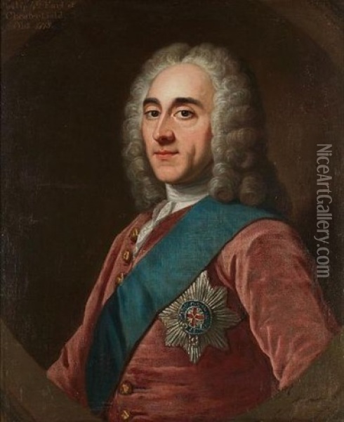 Portrait Of Philip Dormer Stanhope, Fourth Earl Of Chesterfield Oil Painting - William Hoare