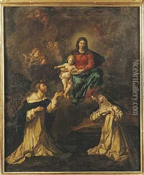 La Vierge Apparaissant A Saint Dominique Et A Sainte Claire Oil Painting - Carlo Maratta