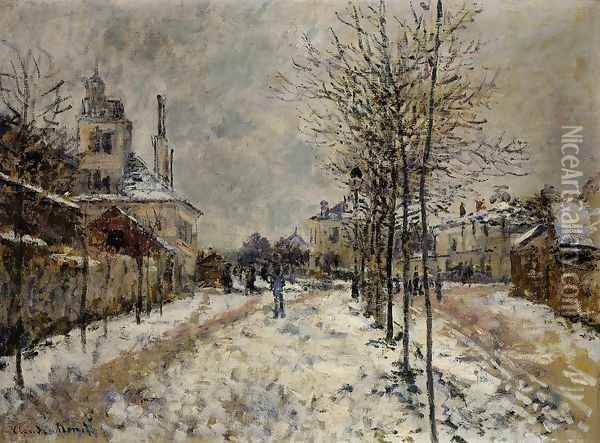 The Boulevard De Pontoise At Argenteuil Snow Effect Oil Painting - Claude Oscar Monet