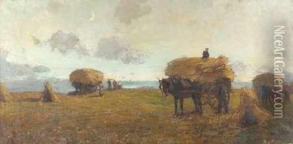 Harvest By The Sea Oil Painting - Archibald Kay