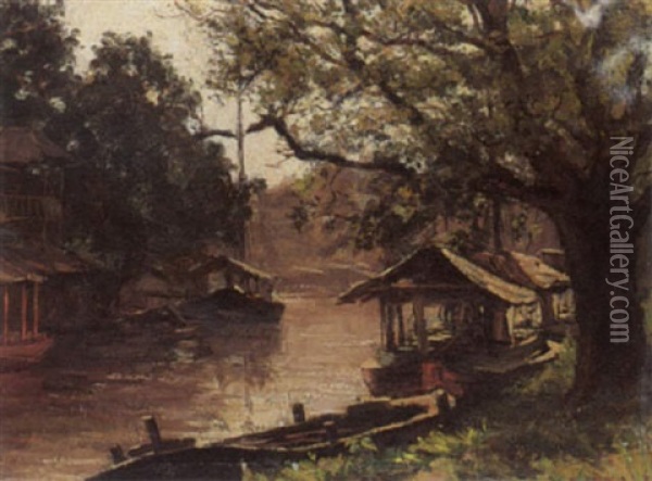 A River Scene Oil Painting - Wilhelm Christiaan Constant Bleckmann