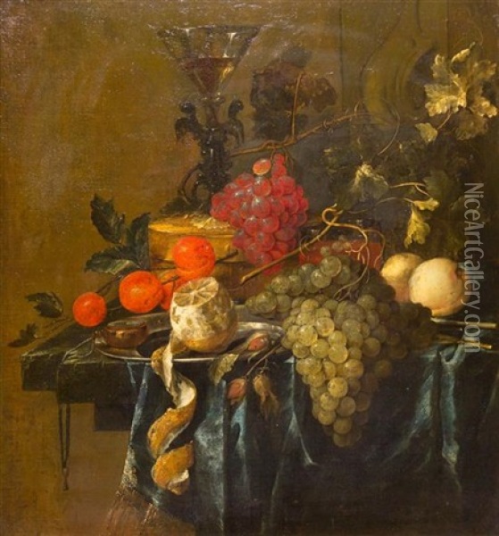 Still Life With Fruit Oil Painting - Jan Davidsz De Heem