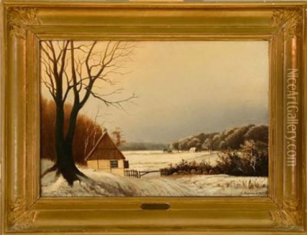 Winter Landscape Oil Painting - Anders Andersen-Lundby