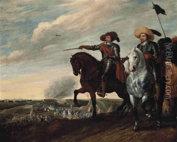Prince Frederik Hendrik (1584-1647) And Count Ernst Casimir (1573-1632) At The Siege Of S-hertogenbosch Oil Painting - Pauwels van Hillegaert