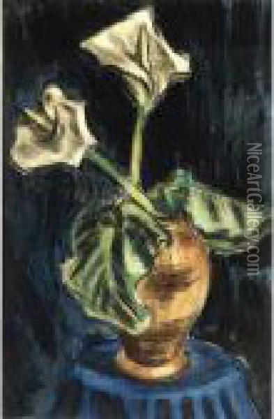 Still Life With Arums Oil Painting - Henri Le Fauconnier
