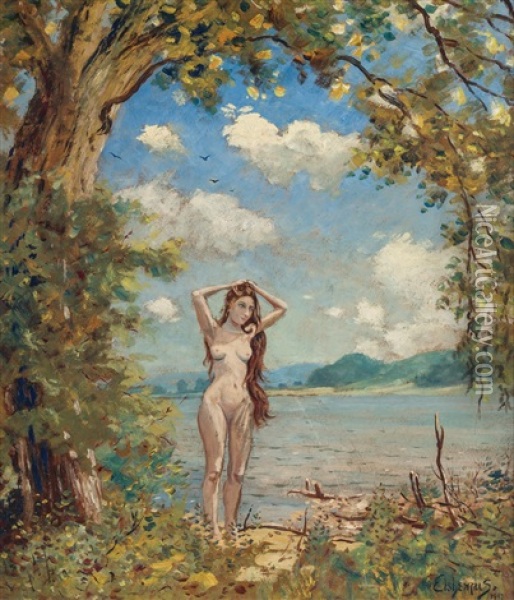 Nymph Along The River Oil Painting - Louis Michel Eilshemius