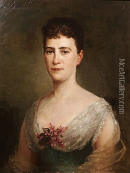Portrait Of A Lady Oil Painting - Julius Geertz