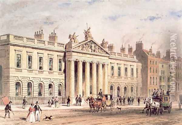 East India House, Leadenhall Street, London, c.1820 Oil Painting - Thomas Hosmer Shepherd