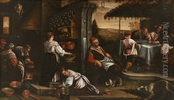 Le Souper Des Disciples D'emmaus Oil Painting - Francesco Bassano