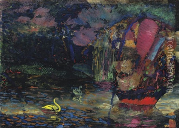 Fairy Lake Oil Painting - Vladimir Davidovich Baranoff-Rossine