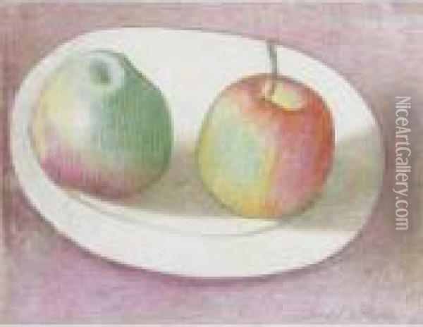 Apples Oil Painting - Joseph Stella