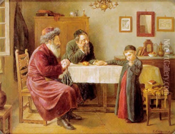 Der Besuch Des Rabbi Oil Painting - Isidor Kaufmann
