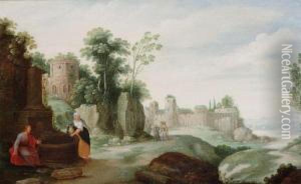 Christ And The Samaritan Woman Oil Painting - Willem van, the Younger Nieulandt