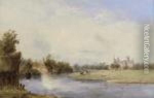 Ely Cathedral, On The Ouse Oil Painting - Alfred Vickers