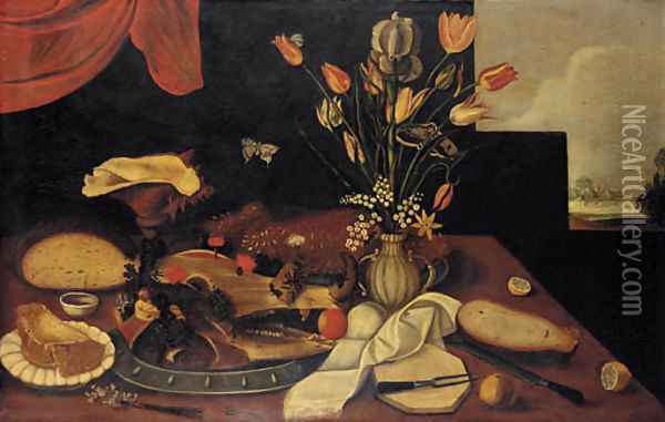 Interior still life with a conch shell Oil Painting - Italian School