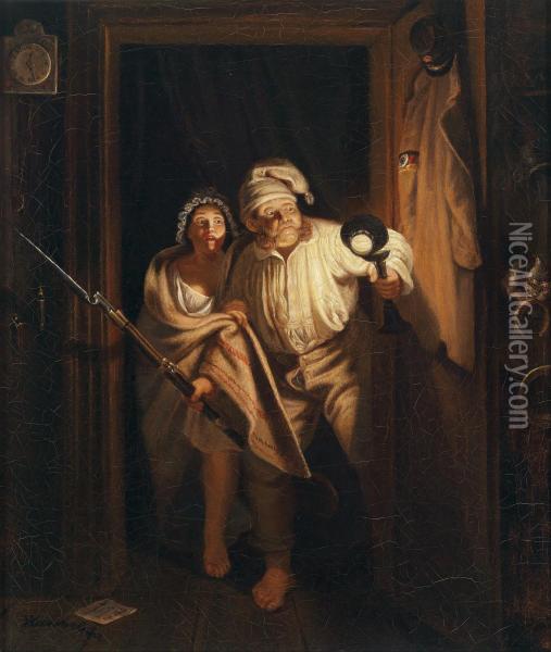 Adisturbed Night Oil Painting - Johann Peter Hasenclever