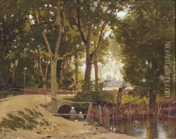 Blanchisseuses Pres D'un Ruisseau Oil Painting - Charles H. Clair