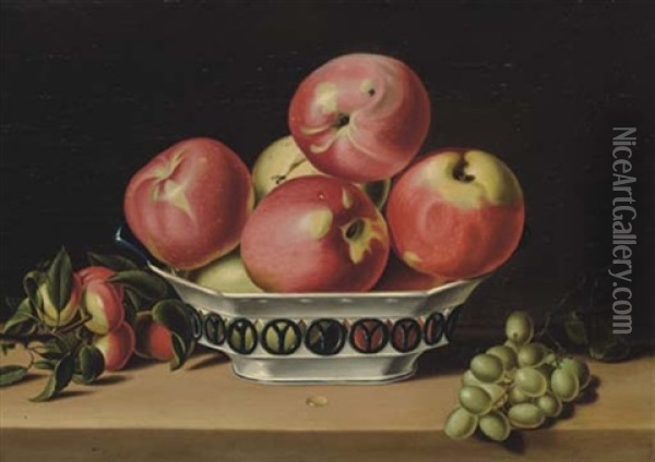 Bowl Of Apples Oil Painting - Abraham Woodside