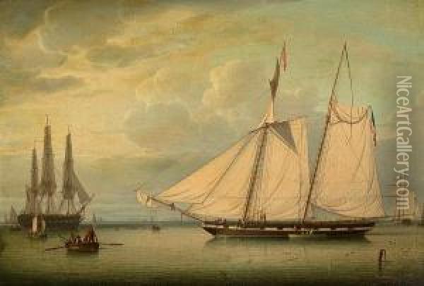 The American Revenue Schooner Oil Painting - Robert Salmon
