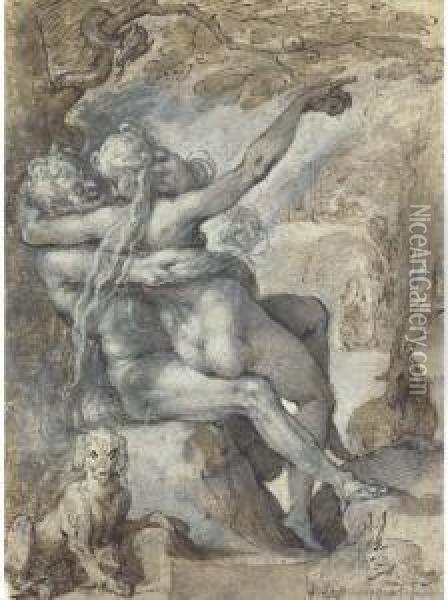 The Temptation Of Adam Oil Painting - Bartholomaeus Spranger