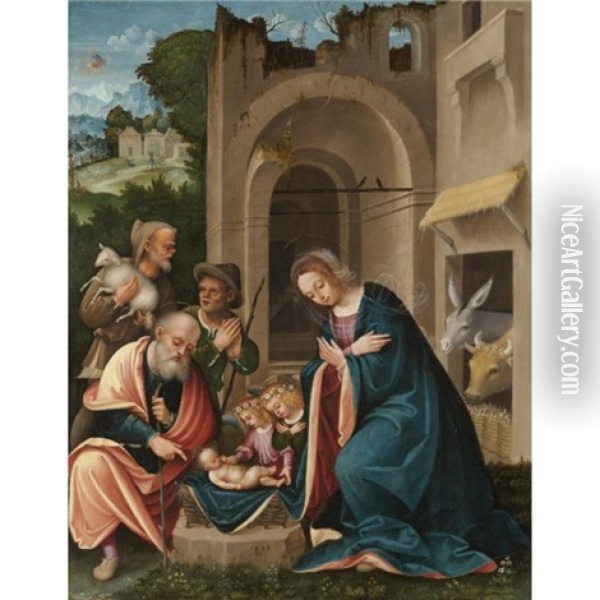 The Adoration Of The Shepherds Oil Painting - Martino Piazza