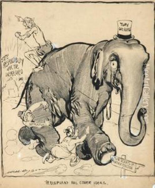 The Elephant Has Other Ideas Oil Painting - William Henry Dethlef Koerner