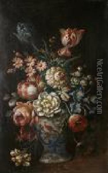 Still Life Of Flowers In A Vase Oil Painting - Gasparo Lopez