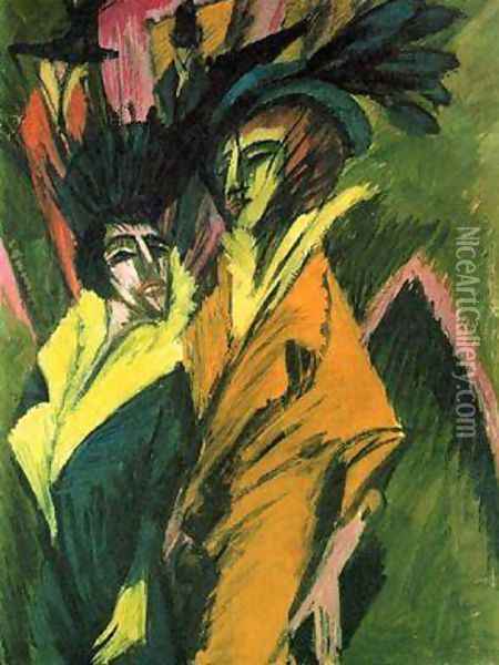 Two Women in the Street Oil Painting - Ernst Ludwig Kirchner