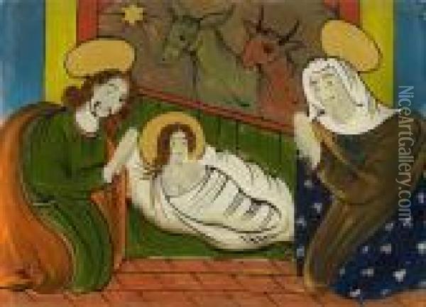Geburt Christi I / Birth Of Christ I Oil Painting - Oskar Schlemmer