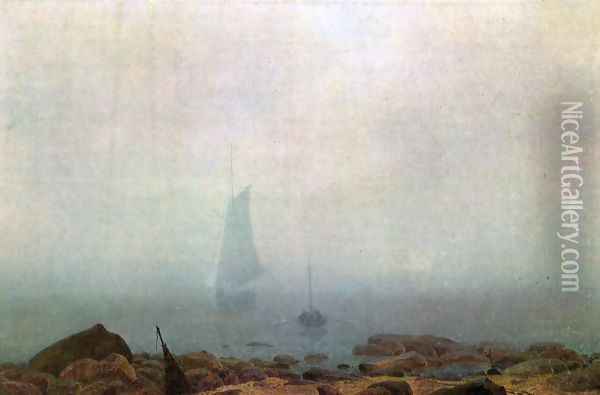 Sea beach in the fog Oil Painting - Caspar David Friedrich