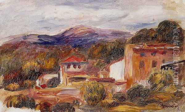 House And Trees With Foothills Oil Painting - Pierre Auguste Renoir