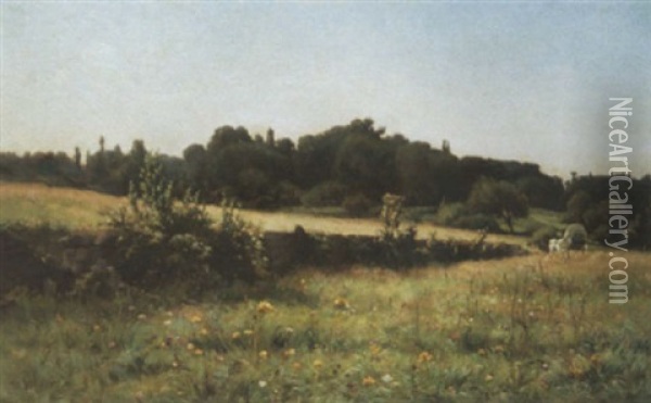 Charrette Dans Les Champs Oil Painting - Ernest Auguste Le Villain