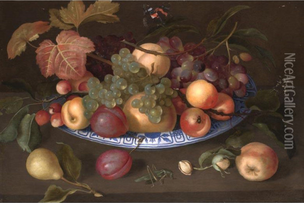 Fruchtestilleben Mit Fayenceschale Oil Painting - Johannes Bosschaert