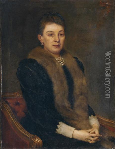 Portret Damy Oil Painting - Leopold Horovitz
