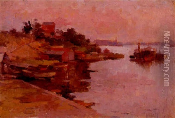 Sydney Harbour, Berry's Bay Oil Painting - John Llewellyn Jones