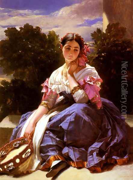 Jeune Fille De L'Ariccia (Young Girl From Ariccia) Oil Painting - Hermann Winterhalter