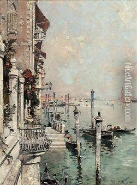 On The Grand Canal, Venice Oil Painting - Franz Richard Unterberger