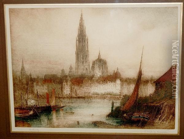 Antwerp Oil Painting - James Alphege Brewer
