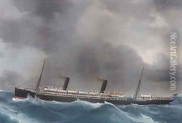 R.M.S. Ophir in heavy weather Oil Painting - A. De Simone