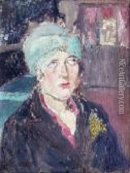 Portrait De Jeune Femme Au Turban Oil Painting - Marcel Leprin