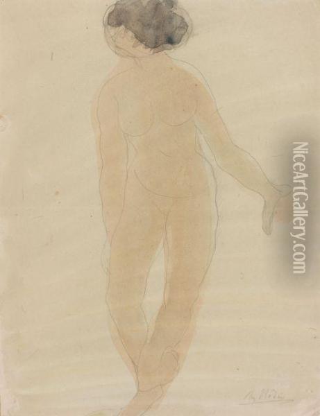 Femme Nue Debout, Pied Droit Releve Oil Painting - Auguste Rodin