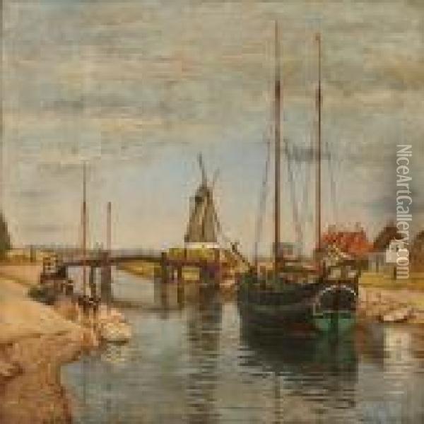 Summer's Day At Karrebaeksminde Mill, Denmark Oil Painting - Christian Vigilius Blache