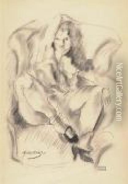 Seated Woman Oil Painting - Jules Pascin