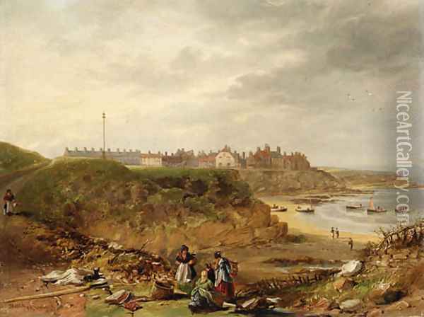 Cullercoats from the South Oil Painting - James Wilson Carmichael
