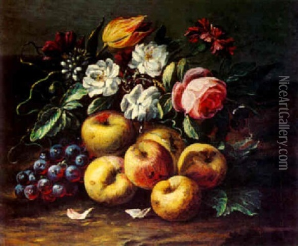 Blumen Und Fruechtestilleben Oil Painting - Abraham Brueghel